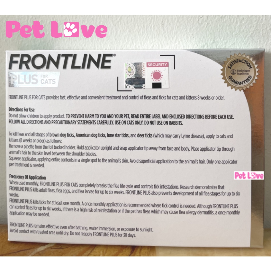 Frontline Plus nhỏ gáy diệt ve rận, bọ chét trên mèo (1 hộp x 3 tuýp)