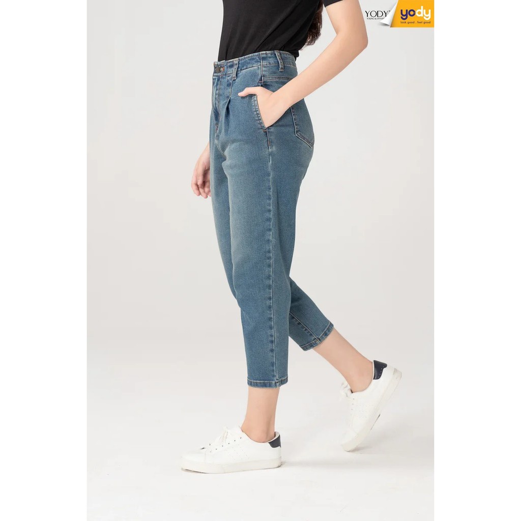 Quần jean nữ YODY phối khuy cạp vừa phong cách Ulzzang Hàn Quốc hai màu cực đẹp, quần jean ống Baggy co giãn QJN3076