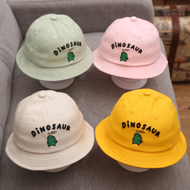 Mũ Tai Bèo Vải Cotton Mỏng In Hình Khủng Long Dễ Thương Thời Trang Mùa Hè Cho Bé Từ 1-2 Tuổi