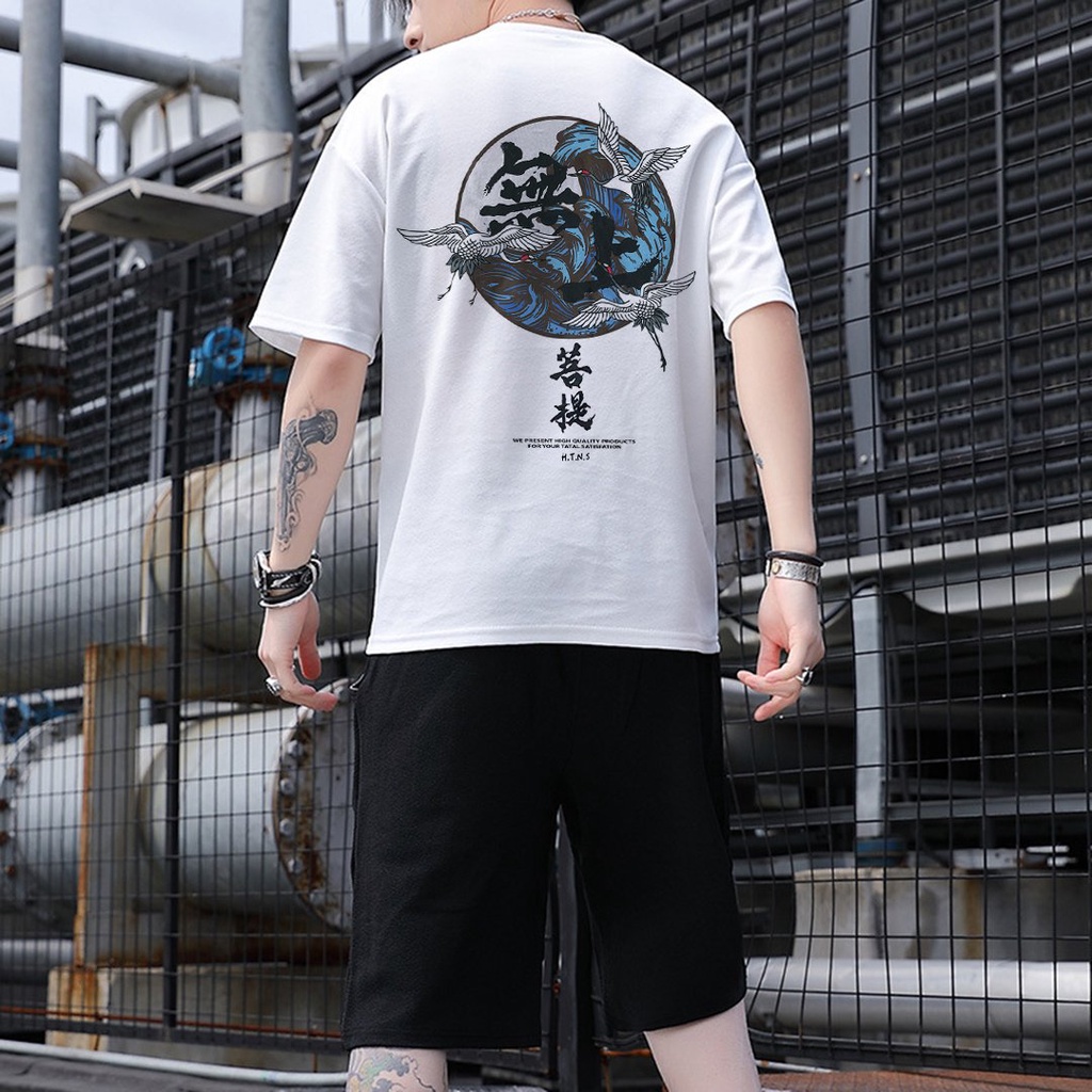 Áo Thun Tay Lỡ In Nhiệt 3 Con Hạc Unisex chất Cotton phong cách Ulzzang ATIN25 - Áo Phông Unisex cotton 4 chiều | BigBuy360 - bigbuy360.vn
