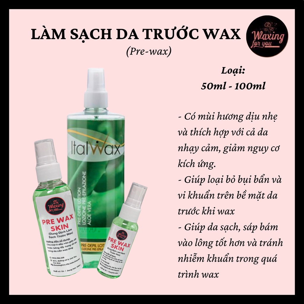 DUNG DỊCH SẠCH DA TRƯỚC CỦA ITALWAX TỪ Ý - DẦU LAU SÁP (WAXINGFORU)