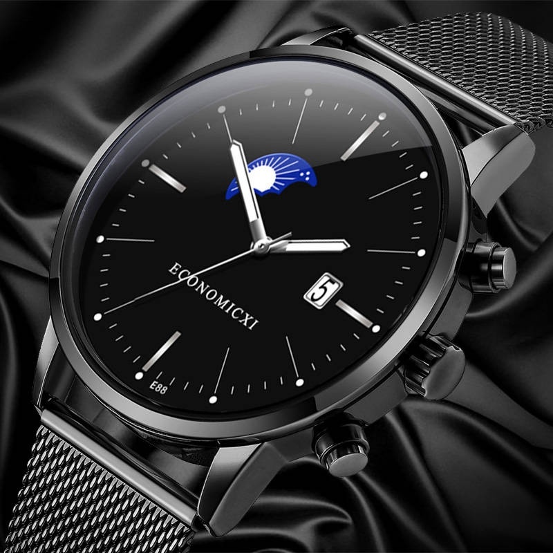 ZOLFA Minimalist Mens Casual Quartz Watch Black Mesh Strap Watch Stylish Business Mens Clock Casual Elegant Ultra Thin Analog Watch Đồng hồ nam