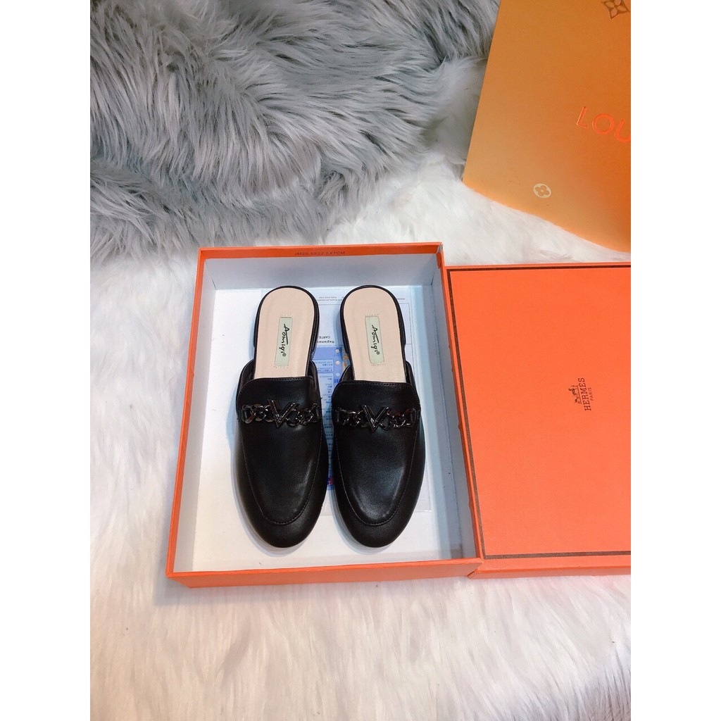 Giày sục da mịn khuy xích đen vàng | BigBuy360 - bigbuy360.vn