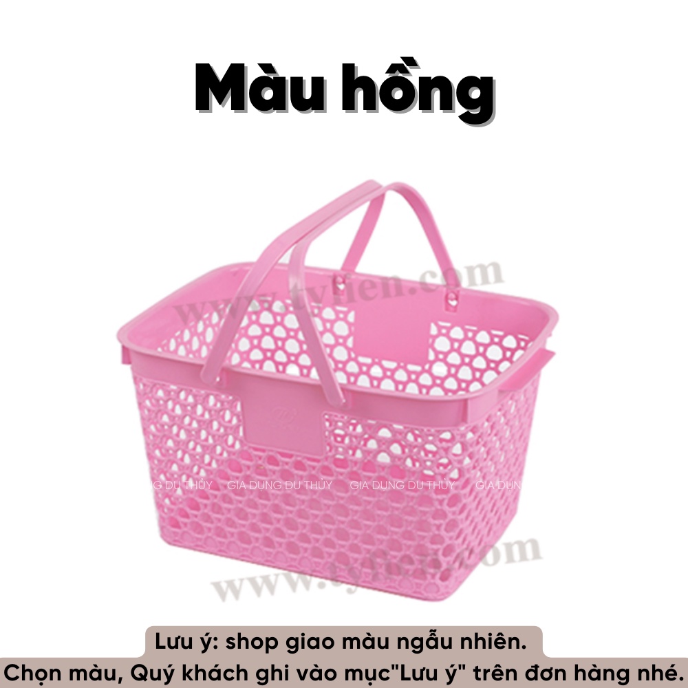 Giỏ đựng đồ có quai xách đa năng, đựng đồ nhà tắm nhiều màu giao màu ngẫu nhiên - Giỏ đan Tý Liên