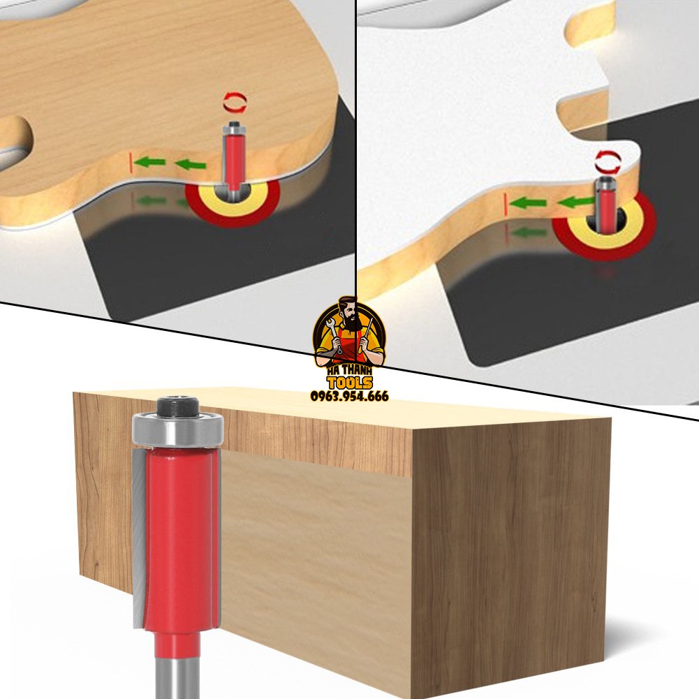 Mũi Phay Gỗ Thẳng Đầu Bi 1/4 - 1/2 inch Cốt 1/4 inch