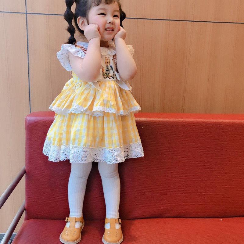 Đầm Công Chúa Tay Ngắn Họa Tiết Kẻ Sọc In Hình Thỏ Peter Phong Cách Lolita Mùa Hè Cho Bé Gái