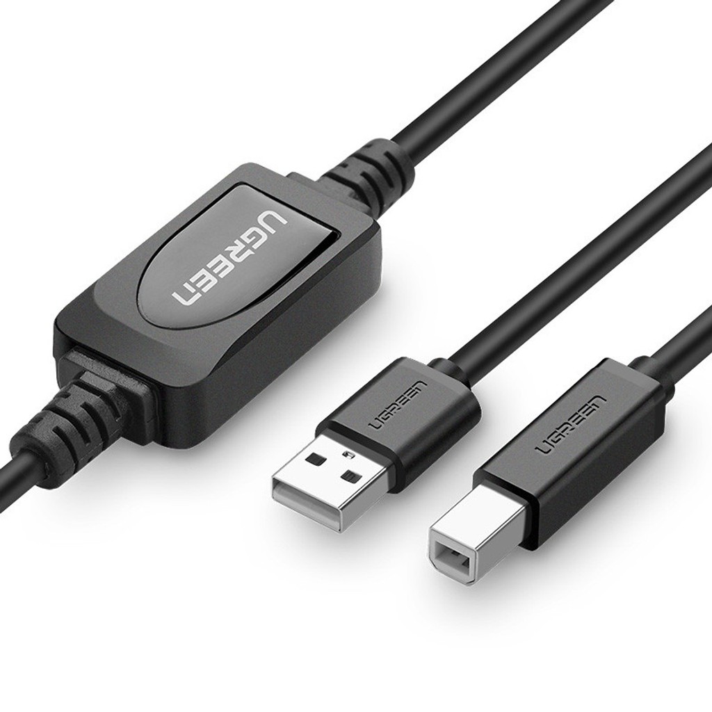 Cáp máy in USB 2.0 dài 10m có IC khuếch đại chính hãng UGREEN 10374 - Cáp máy in USB 2.0 chất lượng cao