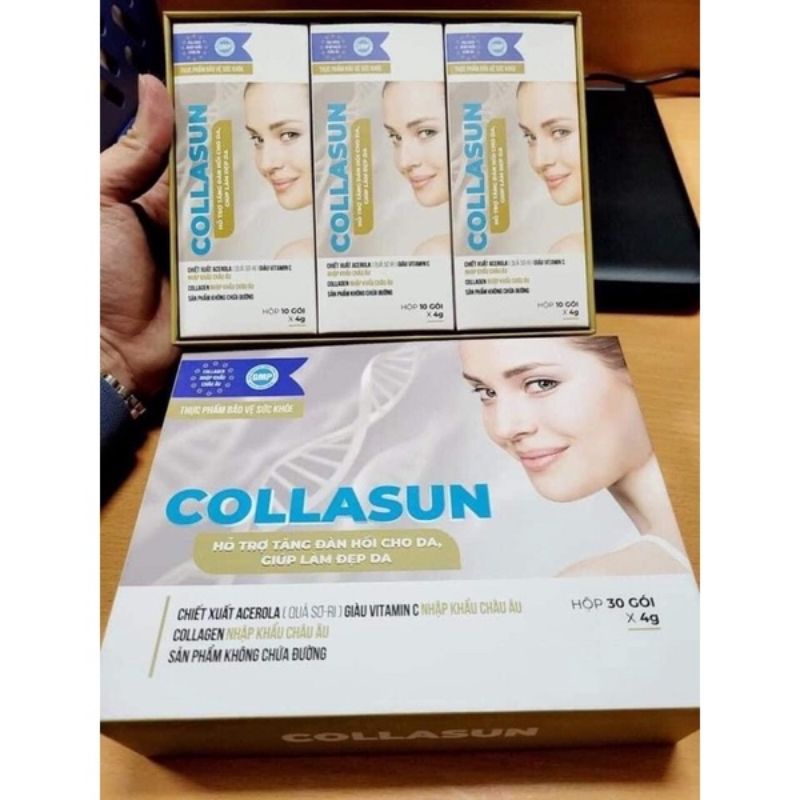 Collasun Hỗ Trợ Tăng Đàn Hồi Cho Da, Giúp Làm Đẹp Da, Collagen Nhập Khẩu, Sản Phẩm Không Chứa Đường, Hộp 30 Gói