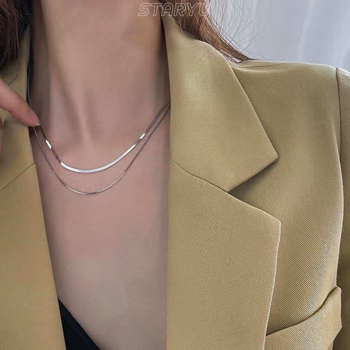 Vòng cổ Hai Lớp Bằng Thép Titan Phong Cách Cá Tính Cho Nam Nữ