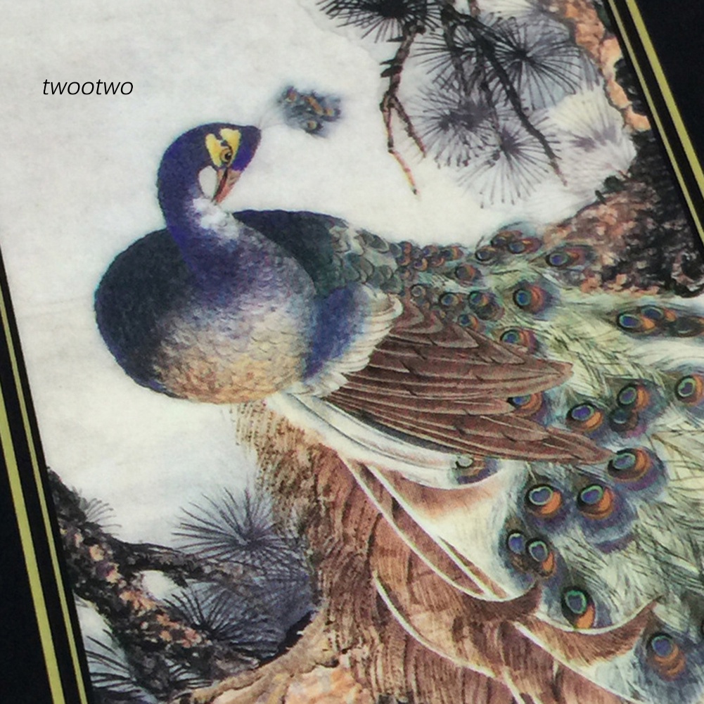 Tấm Gỗ 6 Vách Ngăn Để Bàn Trang Trí Hình Chim Công