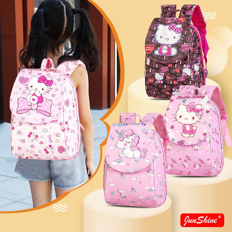 【Ready Stock】New Arrival Korean Fashion 33 Cm Cartoon Hello Kitty Kindergarten School Bag Kids Unicorn Cute Pink Lightweight Waterproof Backpack Fashion Large Capacity Bookbag For Girls