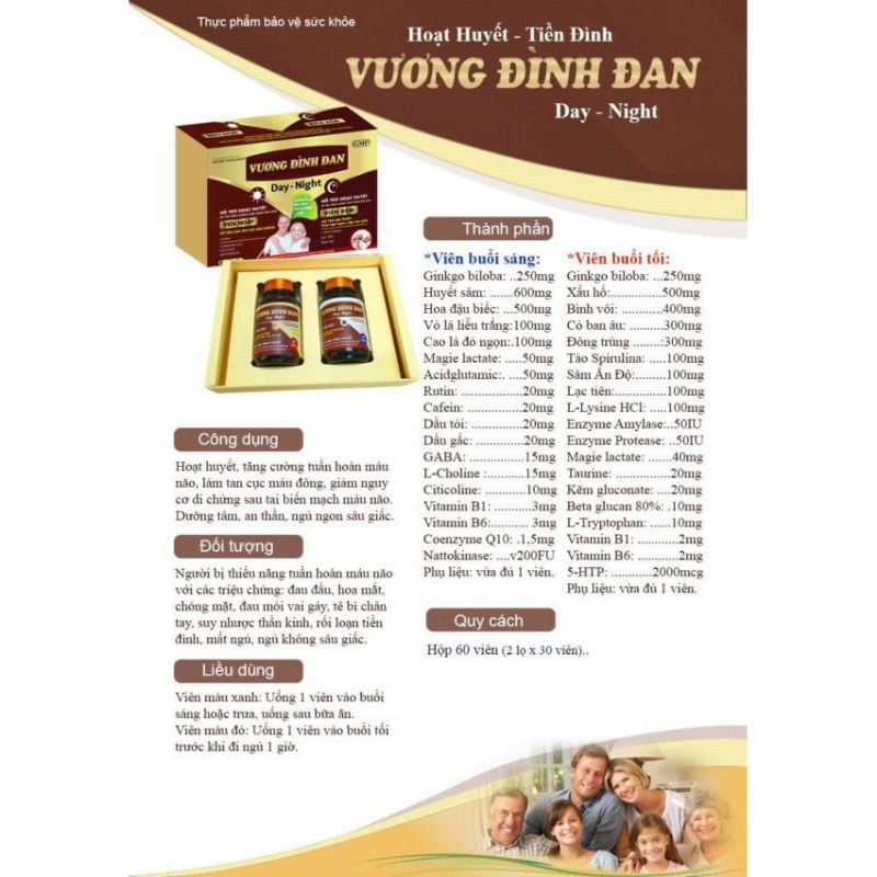 Viên uống bổ não Vương Đình Đan - Hỗ trợ hoạt huyết, giảm căng thẳng , đau đầu