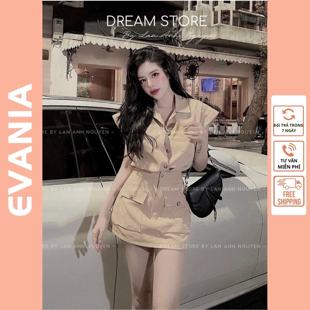 Set áo chân váy EVANIA set váy nữ áo mặc với chân váy chất vải KAKI lên form đẹp áo phối chân váy KQA0079