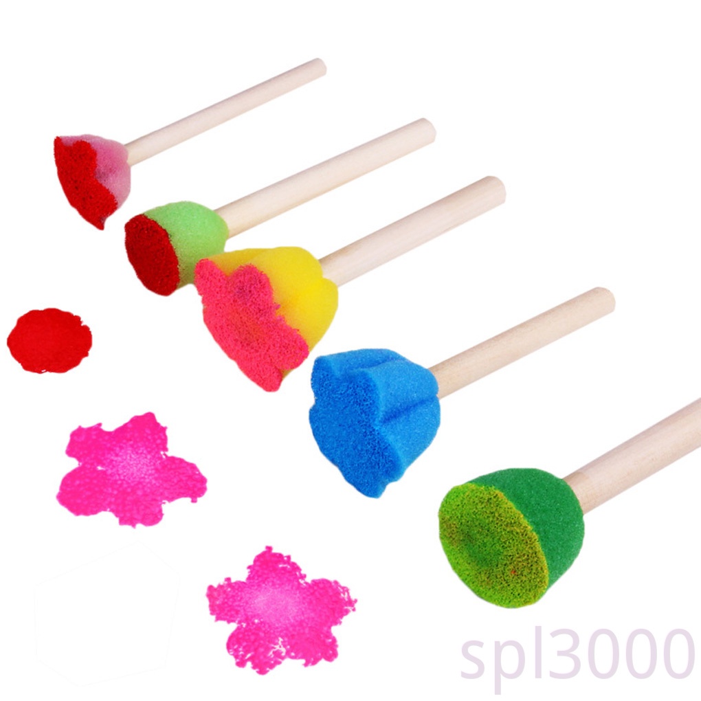 Set 5 cọ xốp vẽ hình bông hoa nhiều màu sắc vui nhộn cho bé DIY
