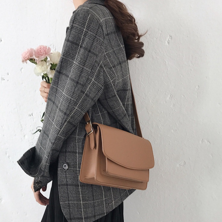 Túi Xách Nữ Đeo Chéo Đóng Hộp Basic Trơn Retro Ulzzang Style Công Sở Đi Chơi Đà Lạt Dã Ngoại Đi Làm