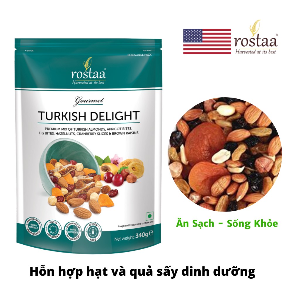 [ Sản Phẩm Mỹ] Turkish Delight - Tổng hợp hạt dinh dưỡng và trái cây sấy - Mix nuts- Mix hạt, quả sấy hữu cơ