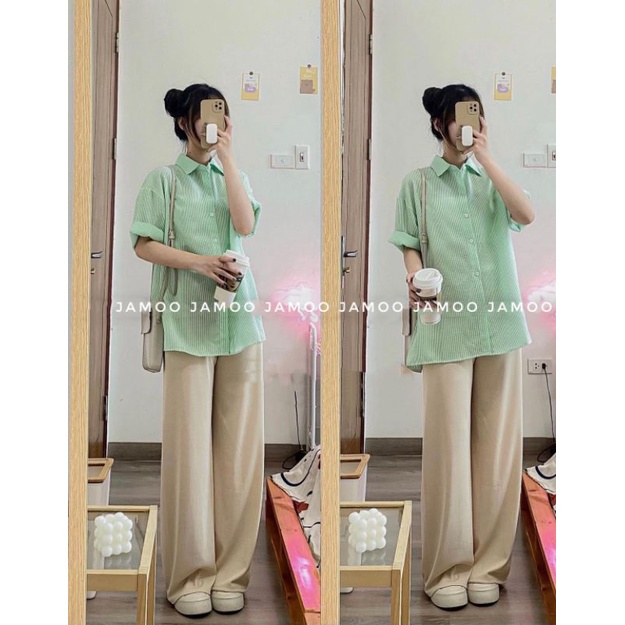 Áo sơ mi kẻ xốp cộc tay nhiều màu mới về