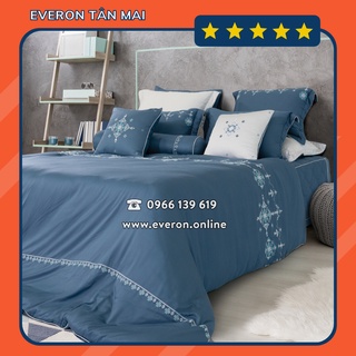 Bộ chăn ga everon esb22055 màu xanh chất liệu bamboo chính hãng