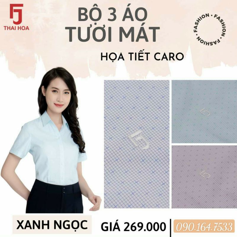 Thái Hoà Chính Hãng Áo sơ mi hoạ tiết hoa nhí vải mềm 143