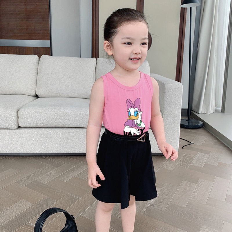 Áo sát nách vải Cotton mỏng in hoạt hình dễ thương cho bé