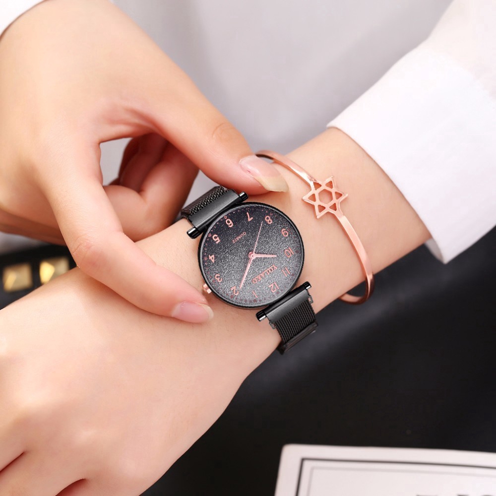 Đồng hồ nữ dây thép không gỉ viền màu gradient | BigBuy360 - bigbuy360.vn
