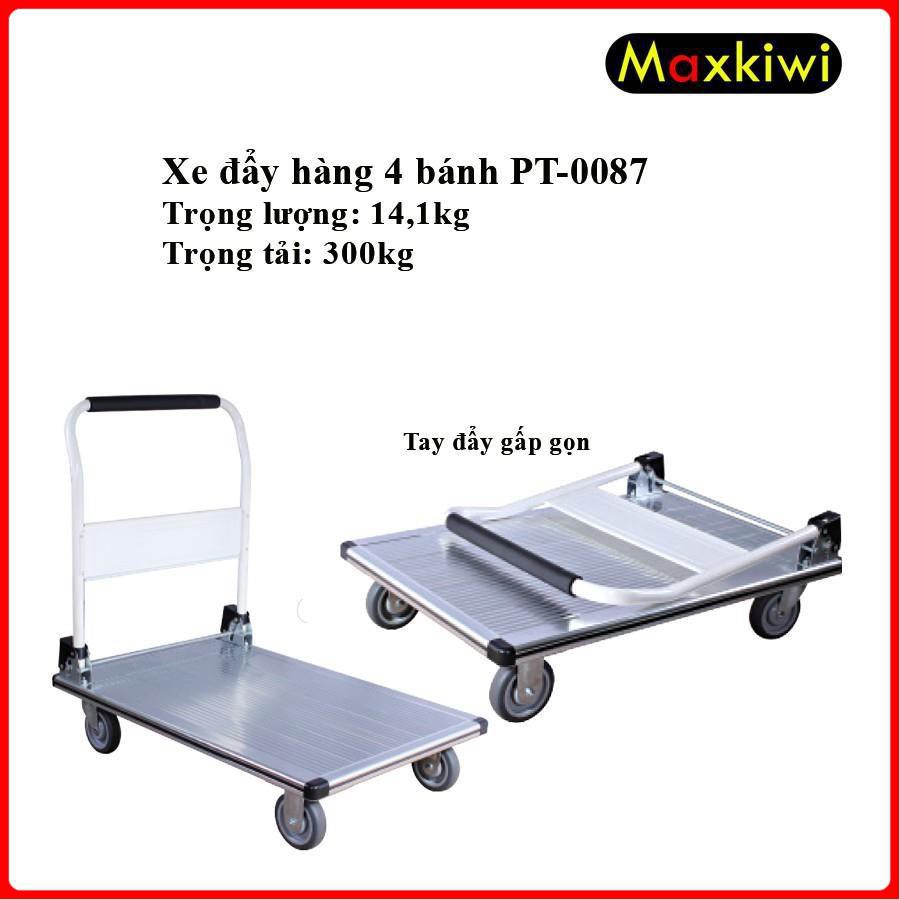 [FreeShip - Hàng Cao Cấp] Xe Đẩy Hàng 300kg, Xe Đẩy Bán Hàng 4 Bánh Maxkiwi- Siêu Bền, Sàn Aluminium Chống Gỉ