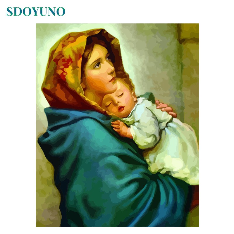 Tranh 40*50cm đã căng khung - THIÊN CHÚA - Tranh sơn dầu số hóa tự tô màu theo số