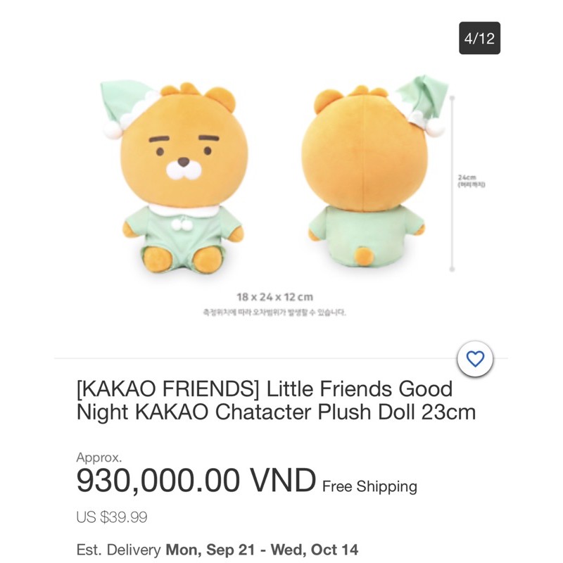 Set 4 gấu bông KAKAO FRIENDS (Mua lẻ INBOX)