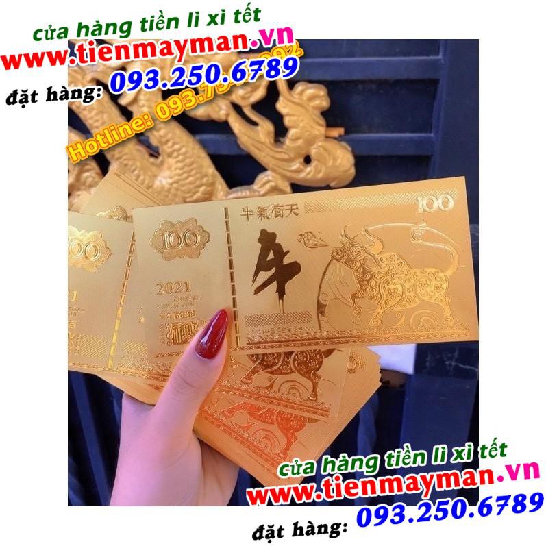 Combo 10 Tờ: Tiền Plastic Hình Con Trâu Vàng Lì Xì Tết 2021 - Tết Tân Sửu