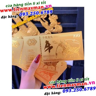 Combo 10 Tờ: Tiền Plastic Hình Con Trâu Vàng Lì Xì Tết 2021 - Tết Tân Sửu