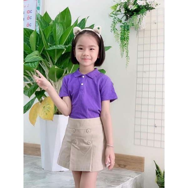 Áo polo bé gái size đại xuất dư xịn đét chất mỏng mát.