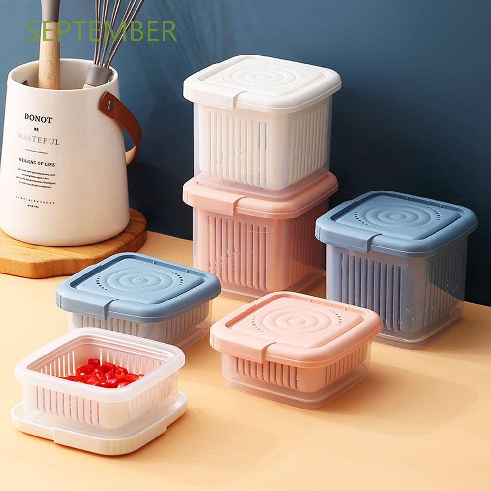 Hộp đựng trái cây/gừng/rau củ trong tủ lạnh mini bằng nhựa dày hai lớp kèm lớp rây lọc có thể tách riêng màu tùy chọn