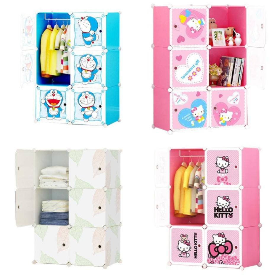 Tủ nhựa ghép 6 ô đa năng đủ ngăn 6 ô tặng thanh treo