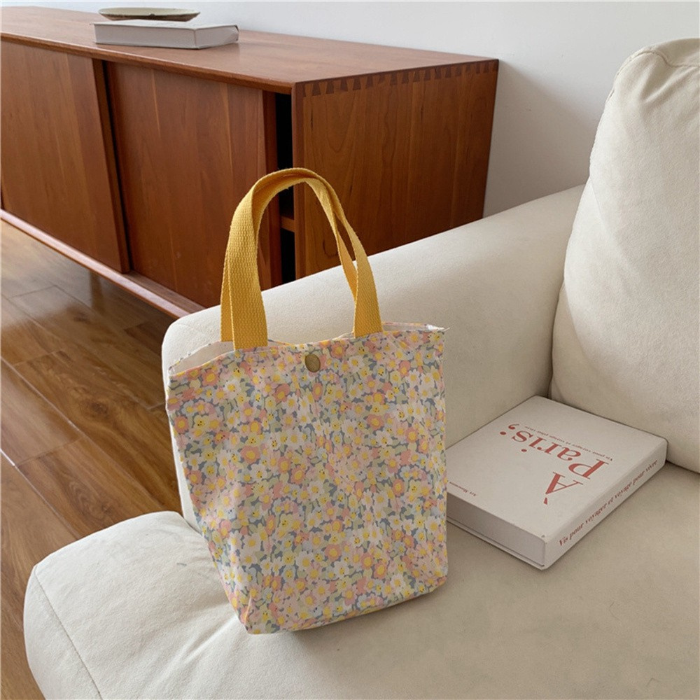 Daphne Túi Vải Canvas In Họa Tiết Hoa Đựng Cơm Trưa Tiện Dụng