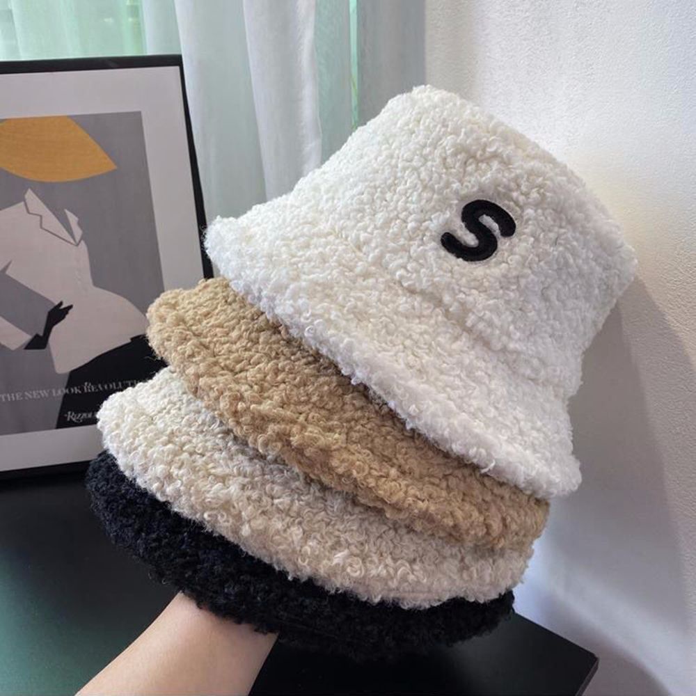 Nón tai bèo bằng vải len lông cừu thêu chữ nhiều màu xinh xắn có thể gấp gọn thời trang thu đông cho nữ