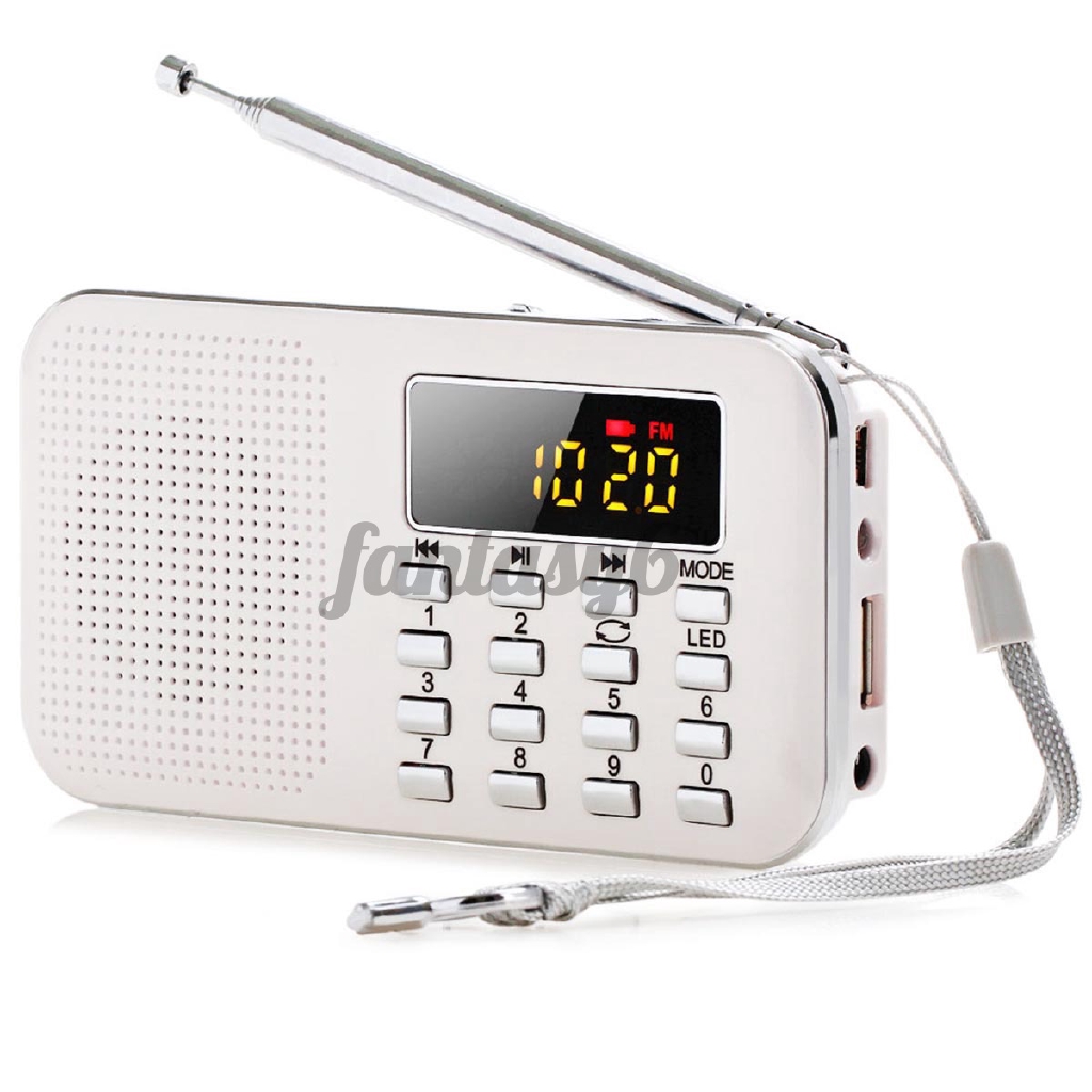 Đài radio FM/AM kỹ thuật số cầm tay phát nhạc MP3 bass có màn hình LCD hỗ trợ AUX USB TF có đèn LED