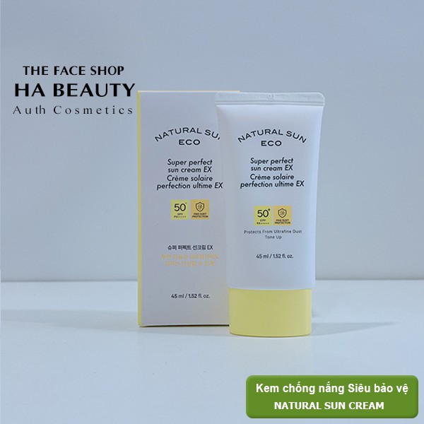 Kem chống nắng dưỡng ẩm da chống bụi mịn ánh sáng xanh The Face Shop Natural Sun Eco Super Perfect EX SPF50+PA+++ 45ml