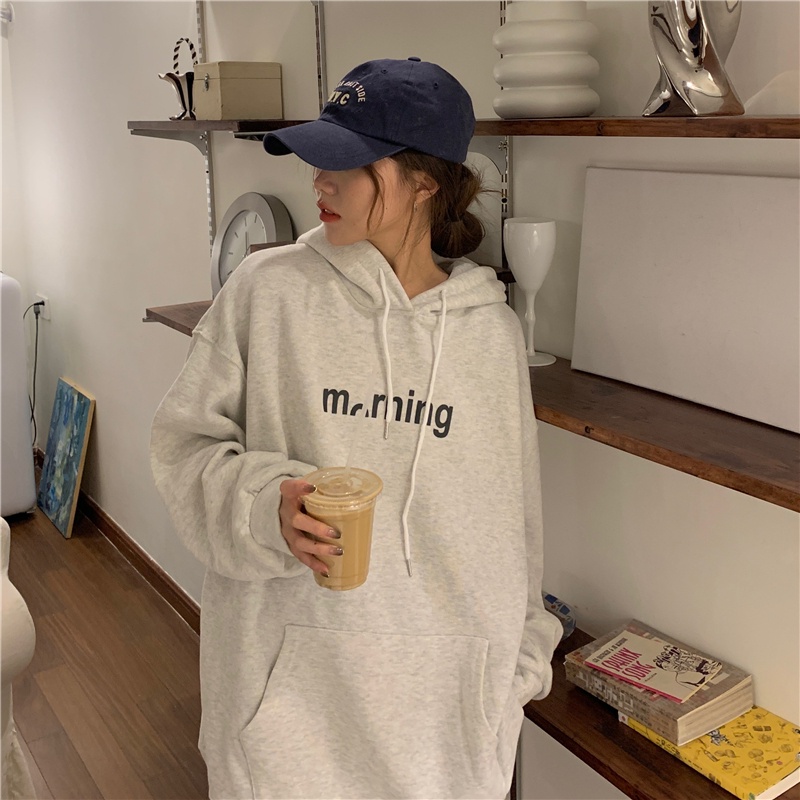 SUXI Áo Hoodie Tay Ngắn Dáng Rộng Thời Trang Mùa Thu Cho Nữ