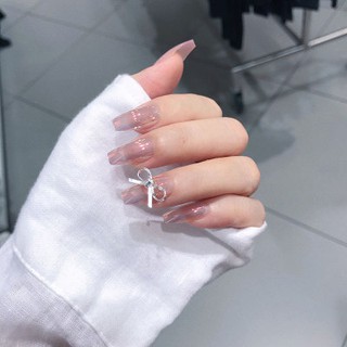 (Hàng Mới Về) Móng Tay Giả Màu Tím Phong Cách Âu Mỹ Không Thấm Nước Có Thể Tháo Rời