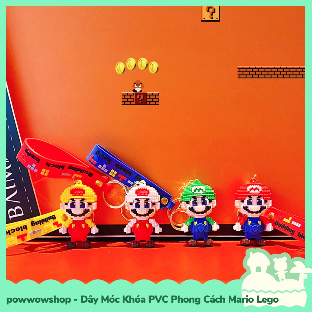 [Sẵn VN - Hỏa Tốc] Dây Móc Khóa PVC Kiểu Dáng Nhân Vật Game Super Mario Phong Cách Lego