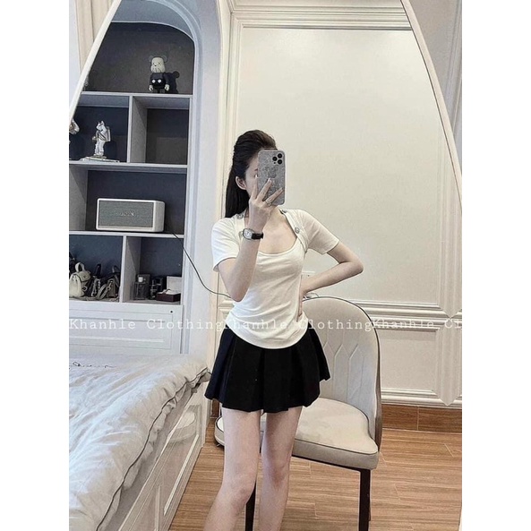 ÁO PULL CỔ VUÔNG KHUY VAI 3M CHO NỮ