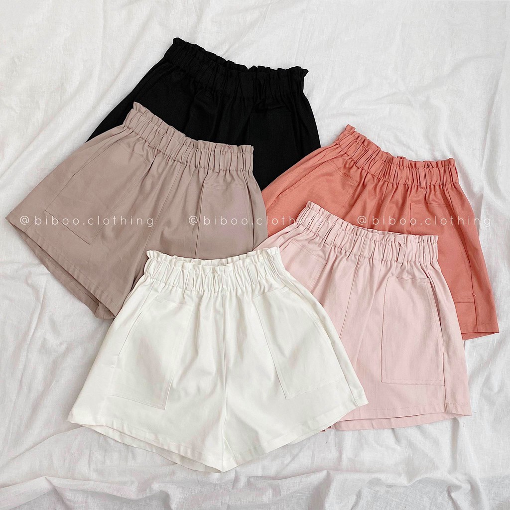 BIBOO - Quần short kaki ống rộng lưng thun