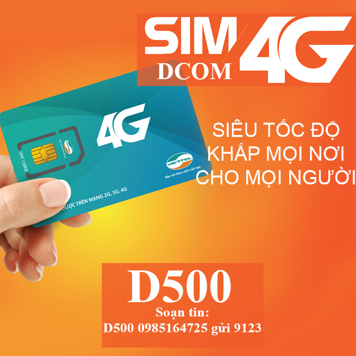 (XẢ LÔ CUỐI) SIM VIETTEL D500 TRỌN GÓI 1 NĂM MIỄN PHÍ DATA 4GB - FREE MẠNG 12 THÁNG KHÔNG LO TỐN KÉM