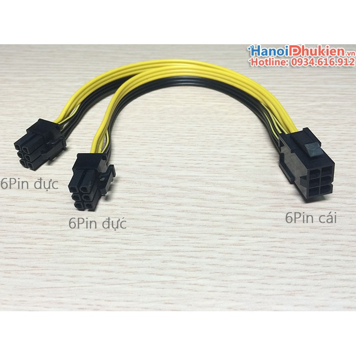 Cáp chia nguồn VGA 6pin 1 ra 2 chất lượng tốt