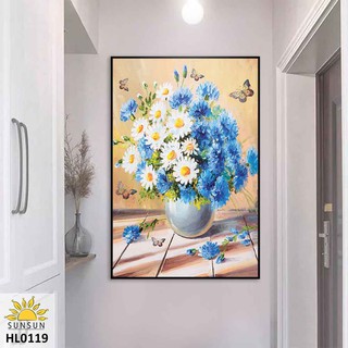 Tranh Canvas Bình Hoa Cúc Xanh-Blue Daisies Vase | HL0119