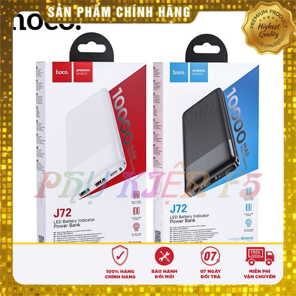 Pin sạc dự phòng Hoco J72 10000mAh 2 cổng Input/Output max 2A🌟Hỗ Trợ Tất cả Cổng Sạc in/out - Bảo Hành Chính Hãng.