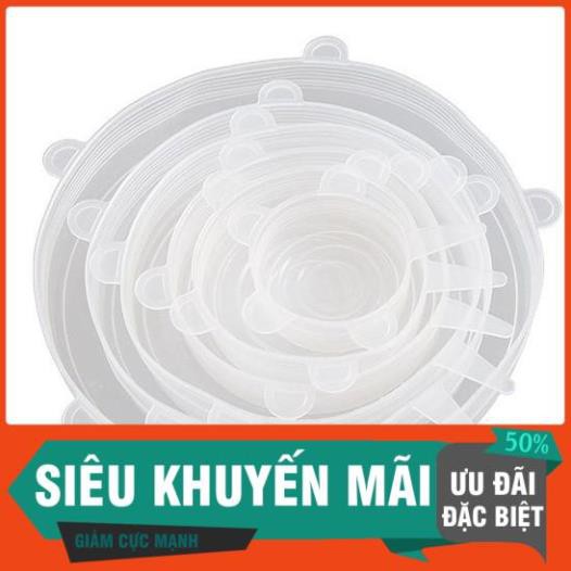 Miếng bọc thưc phẩm - Bộ 6 miếng màng bọc thực phẩm silicon co giãn