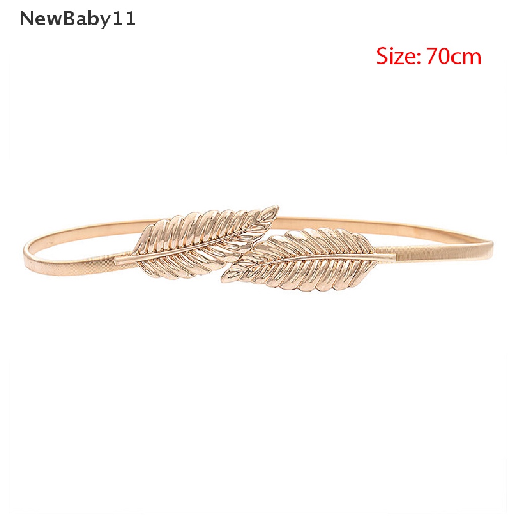 Thắt Lưng Co Giãn Hình Chiếc Lá Màu Vàng / Bạc Cho Nữ