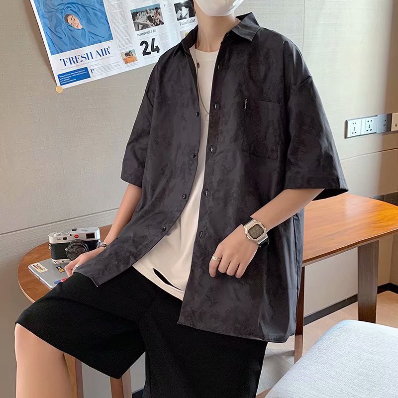 Áo sơ mi nam tay ngắn phong cách đường phố màu sặc độc đáo