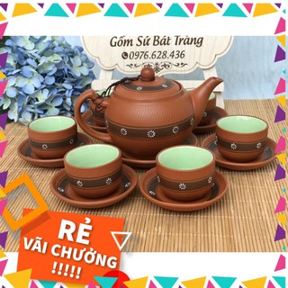[XẢ KHO] Bộ Ấm chén Tử Sa Bát Tràng hoa ban đỏ